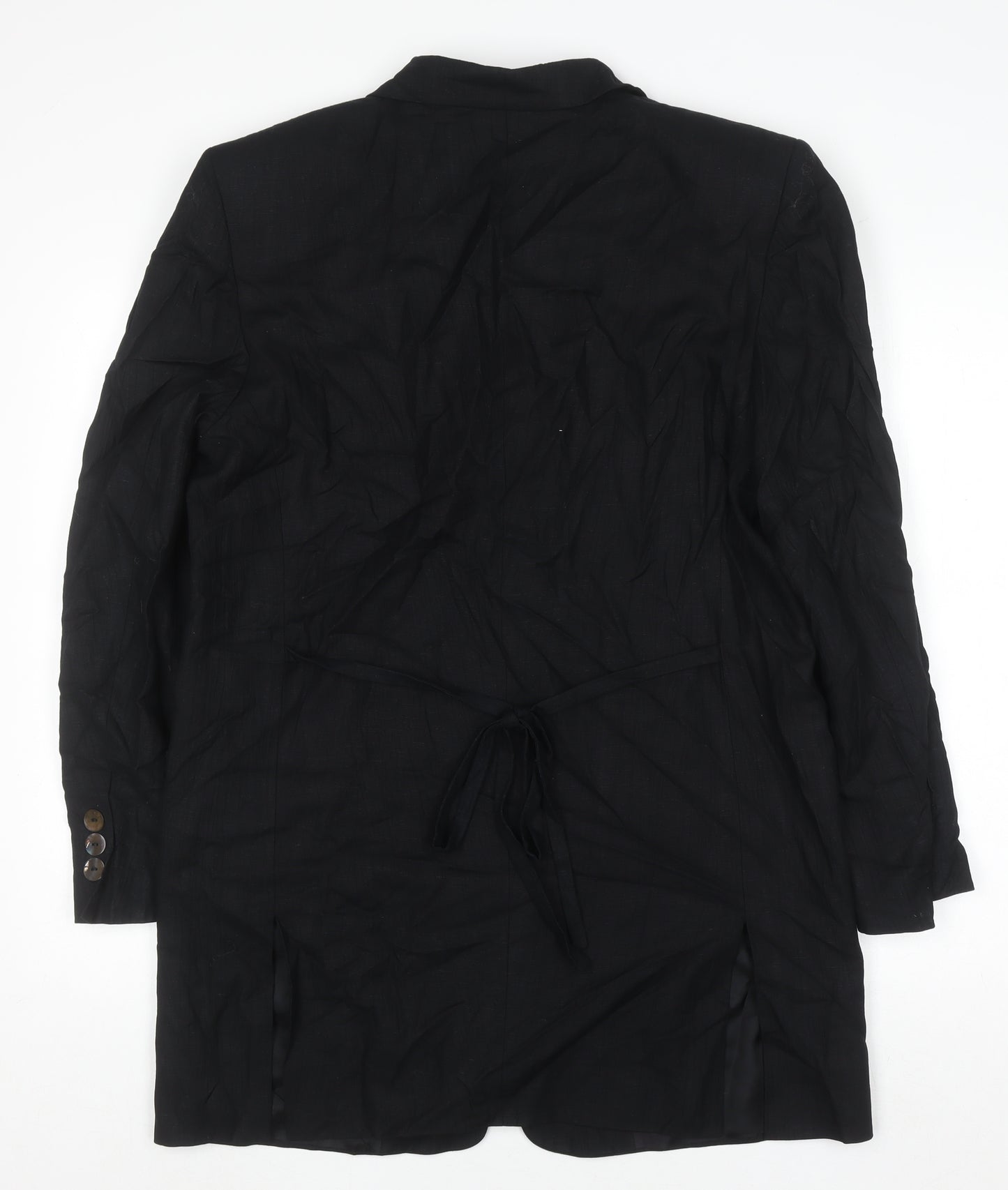 Lecomte Women's Black Linen Long Blazer Size 10