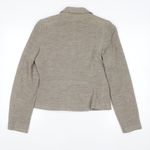 Bandolera Women Beige Wool Blazer UK 12 Classic Single Button