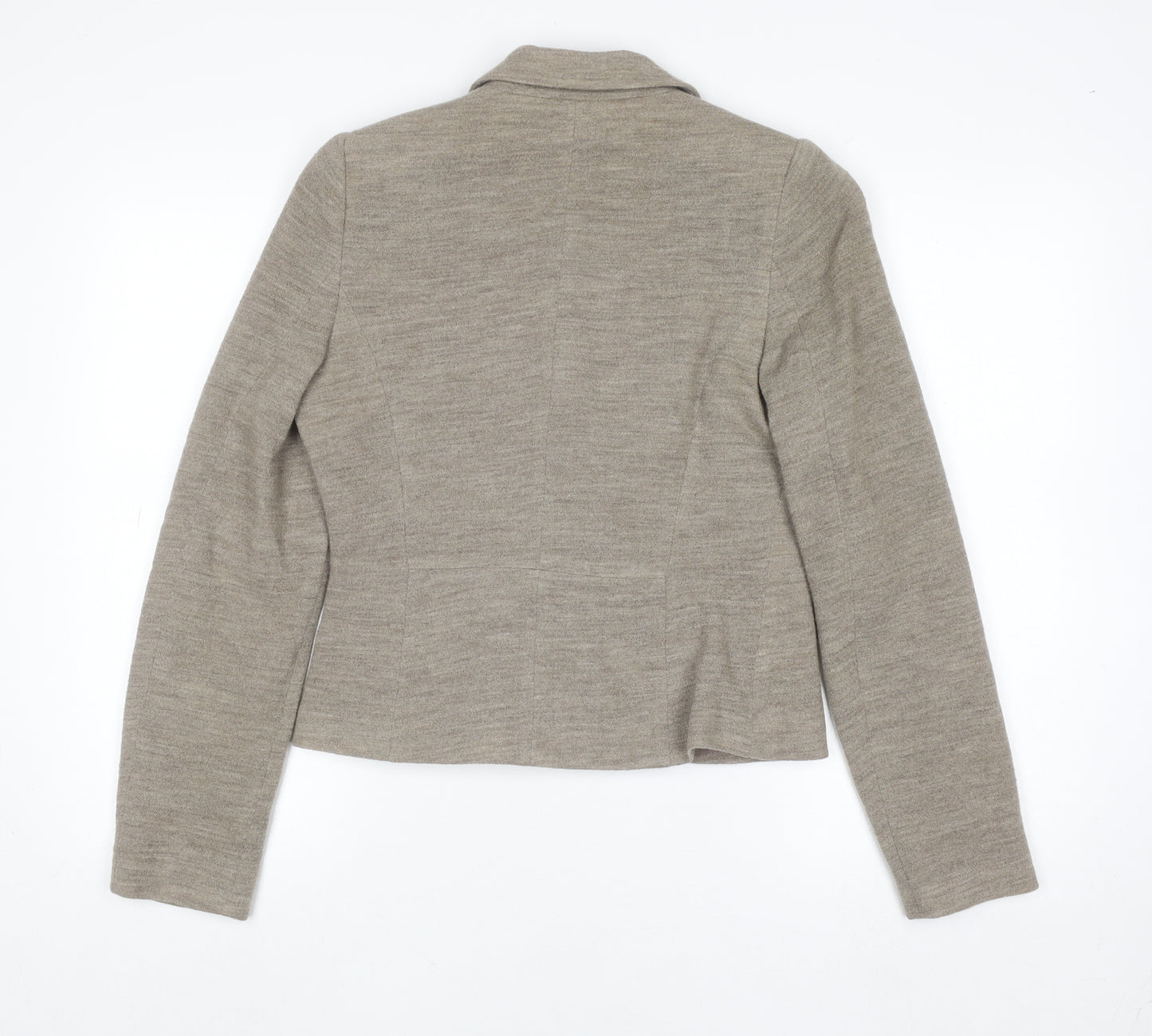 Bandolera Women Beige Wool Blazer UK 12 Classic Single Button