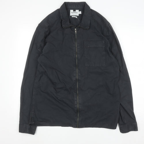 Topman Men’s Black Cotton Zip Overshirt Jacket Size L