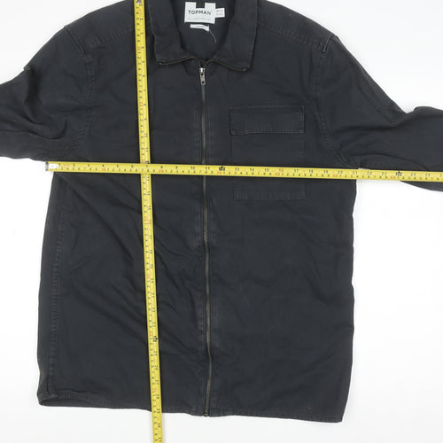 Topman Men’s Black Cotton Zip Overshirt Jacket Size L