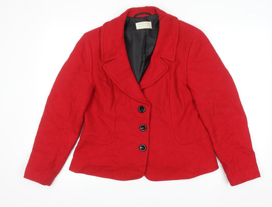Precis Petite Red Wool Blend Blazer Women’s Size 14 Short Jacket