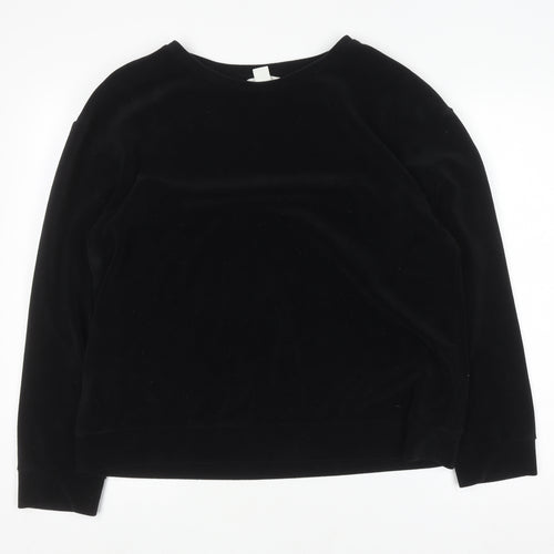 H&M Women’s Black Velvet Long Sleeve Pullover Jumper Size 12