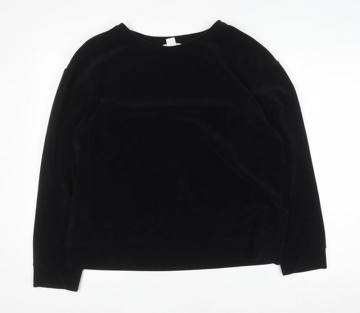 H&M Women’s Black Velvet Long Sleeve Pullover Jumper Size 12
