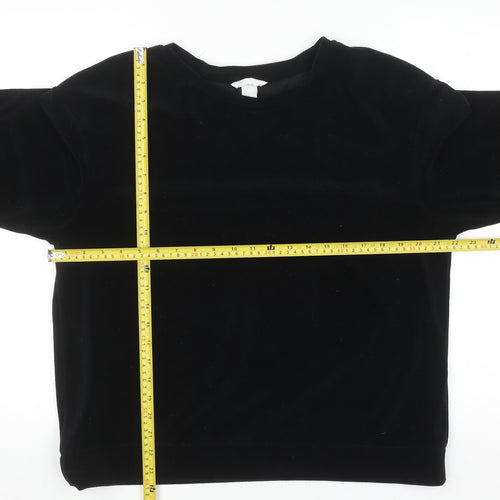 H&M Women’s Black Velvet Long Sleeve Pullover Jumper Size 12