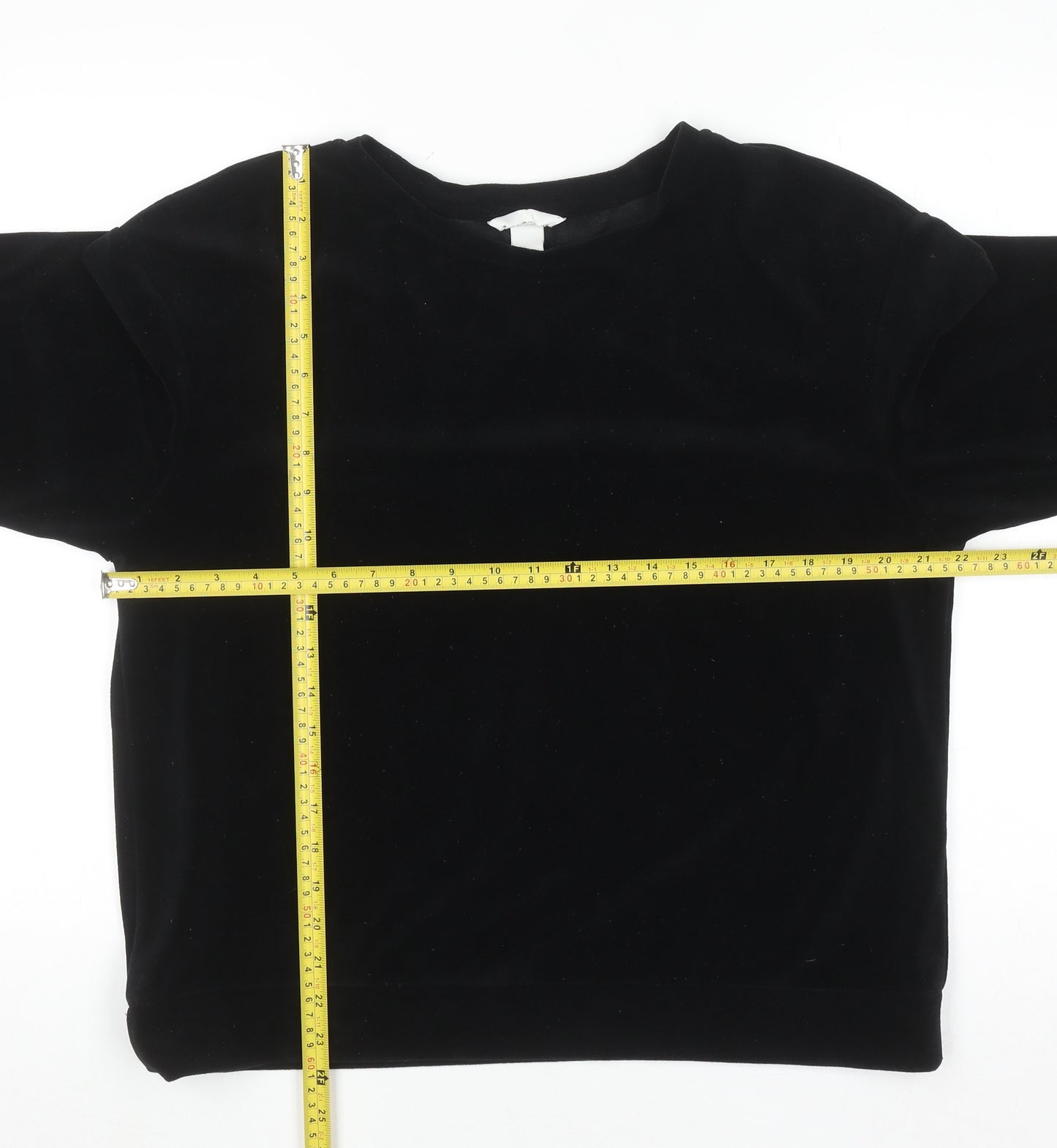 H&M Women’s Black Velvet Long Sleeve Pullover Jumper Size 12