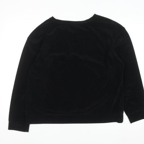 H&M Women’s Black Velvet Long Sleeve Pullover Jumper Size 12