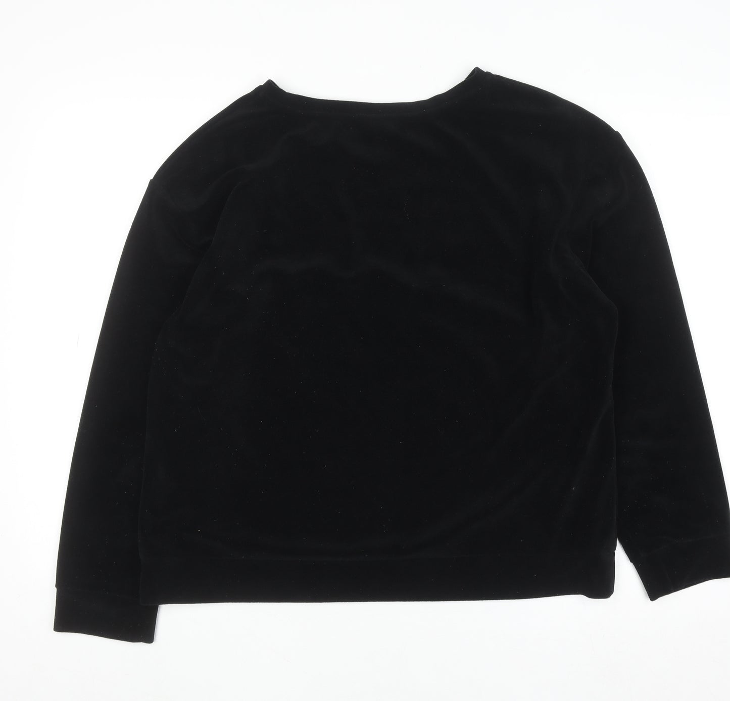 H&M Women’s Black Velvet Long Sleeve Pullover Jumper Size 12