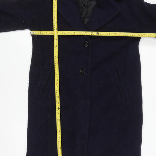 Zara Basic Women's Blue Wool Blend Mid-Length Coat Size 8