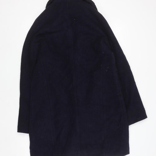 Zara Basic Women's Blue Wool Blend Mid-Length Coat Size 8