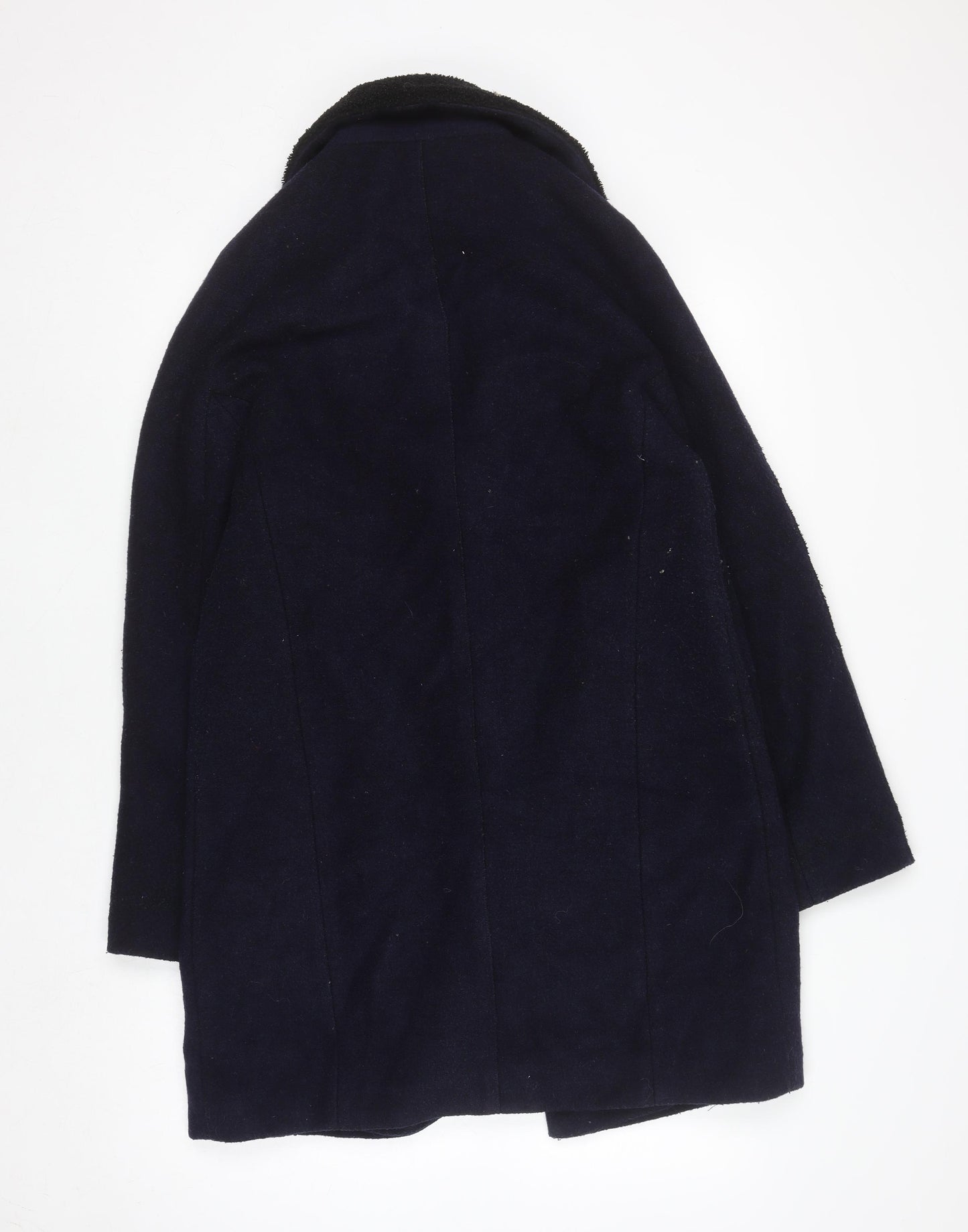 Zara Basic Women's Blue Wool Blend Mid-Length Coat Size 8