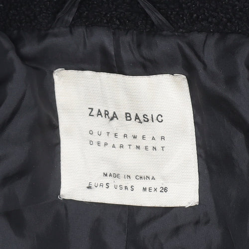 Zara Basic Women's Blue Wool Blend Mid-Length Coat Size 8