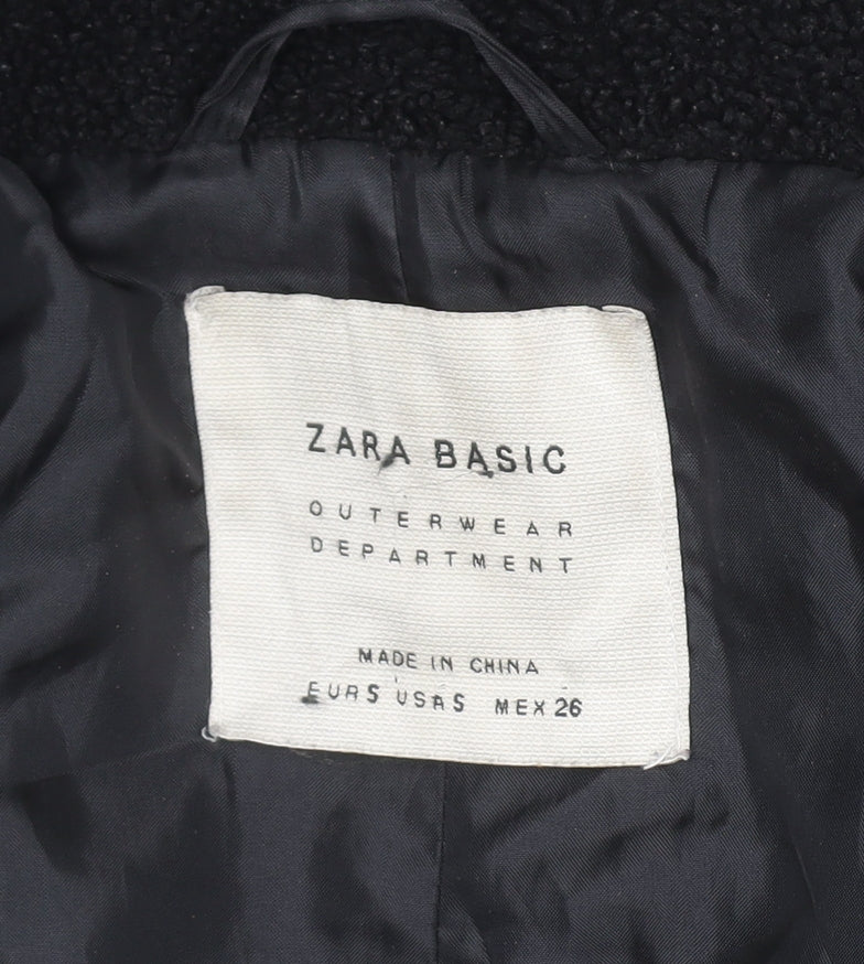 Zara Basic Women's Blue Wool Blend Mid-Length Coat Size 8
