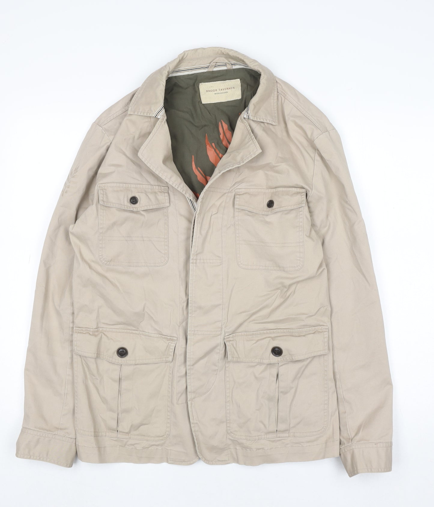 Brook Taverner Men’s Beige Cotton Military Jacket 40R