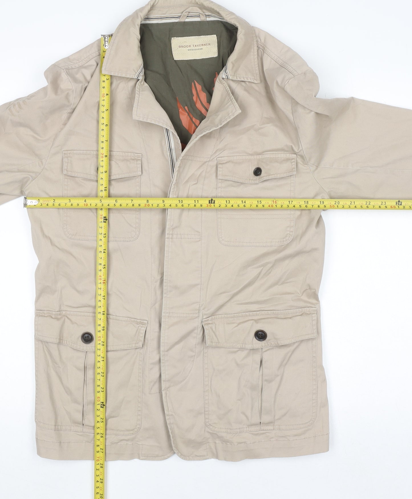 Brook Taverner Men’s Beige Cotton Military Jacket 40R