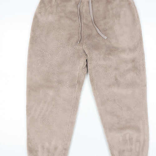 Marks and Spencer Women's Beige Fleece Joggers Size S Elastic Waist