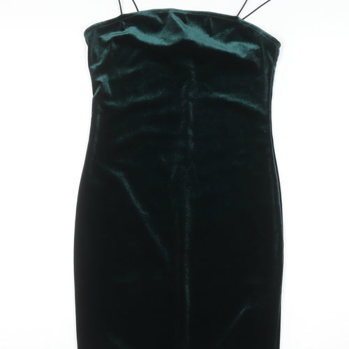New Look Women’s Green Velvet Bodycon Dress Size 10