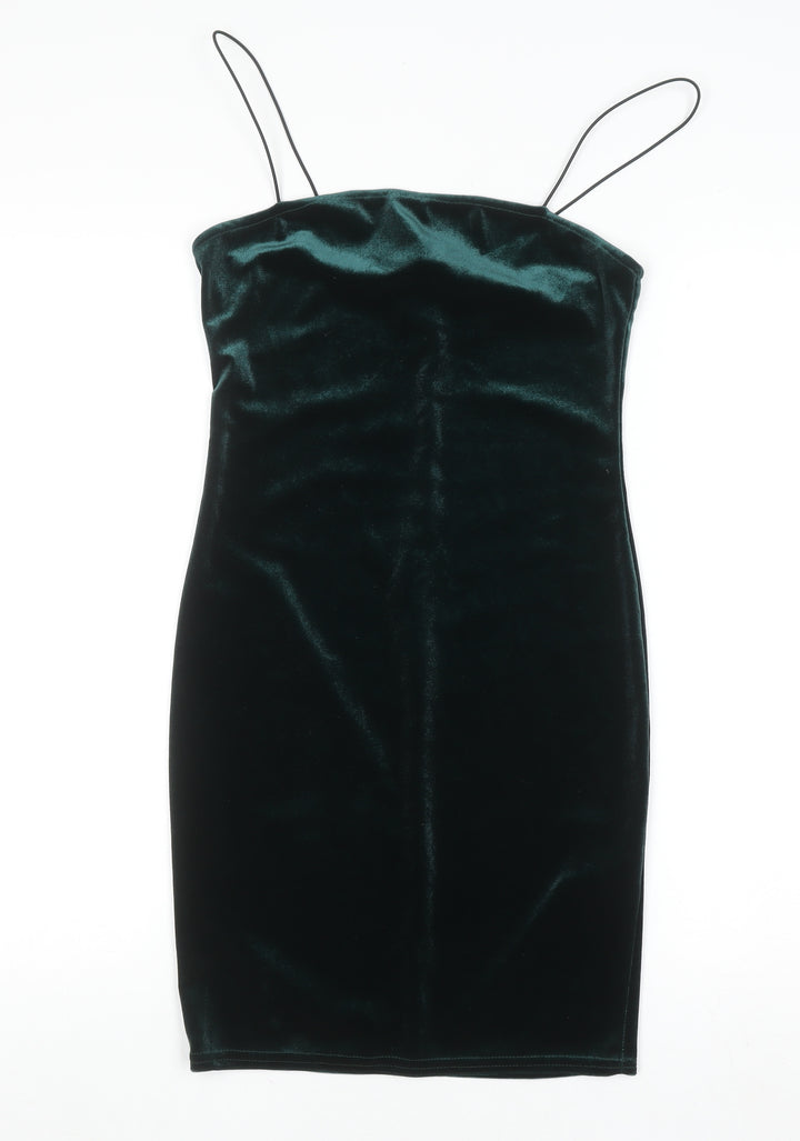New Look Women’s Green Velvet Bodycon Dress Size 10
