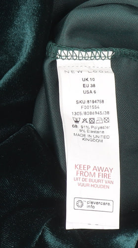 New Look Women’s Green Velvet Bodycon Dress Size 10