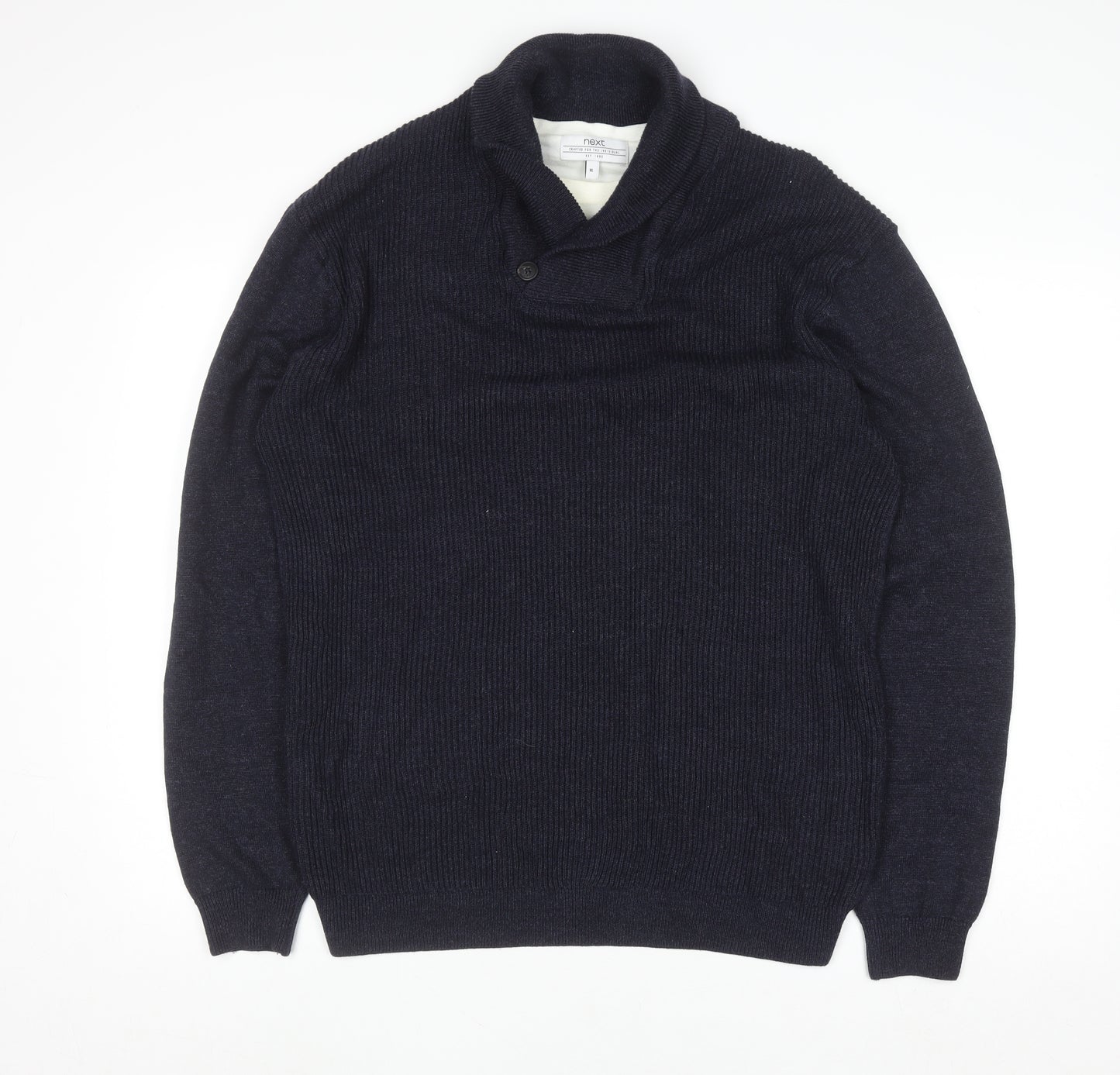 Next Men's Blue Collared Button Pullover Jumper XL Cotton Blend
