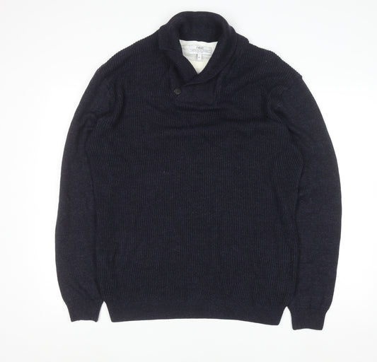 Next Men's Blue Collared Button Pullover Jumper XL Cotton Blend