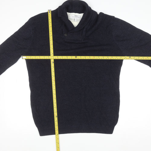 Next Men's Blue Collared Button Pullover Jumper XL Cotton Blend