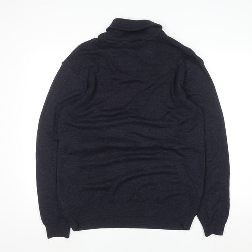 Next Men's Blue Collared Button Pullover Jumper XL Cotton Blend