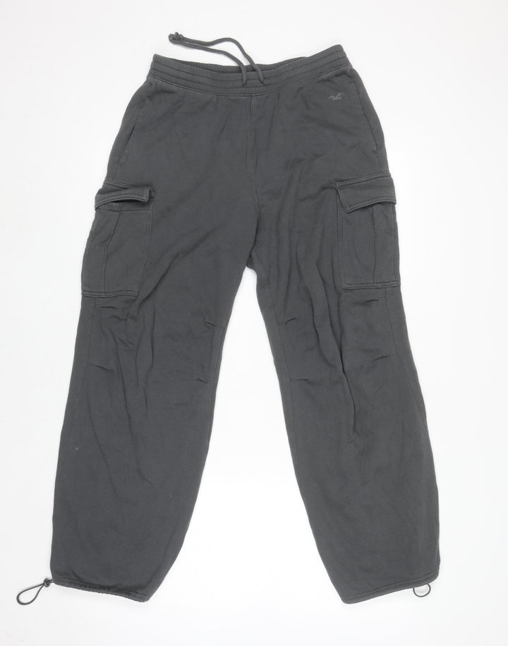 Hollister Women’s Black Fleece Cargo Sweatpants Size S High-Rise