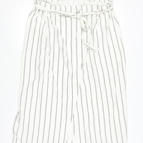 ASOS Women’s White Striped Linen Wrap Midi Skirt Size 18