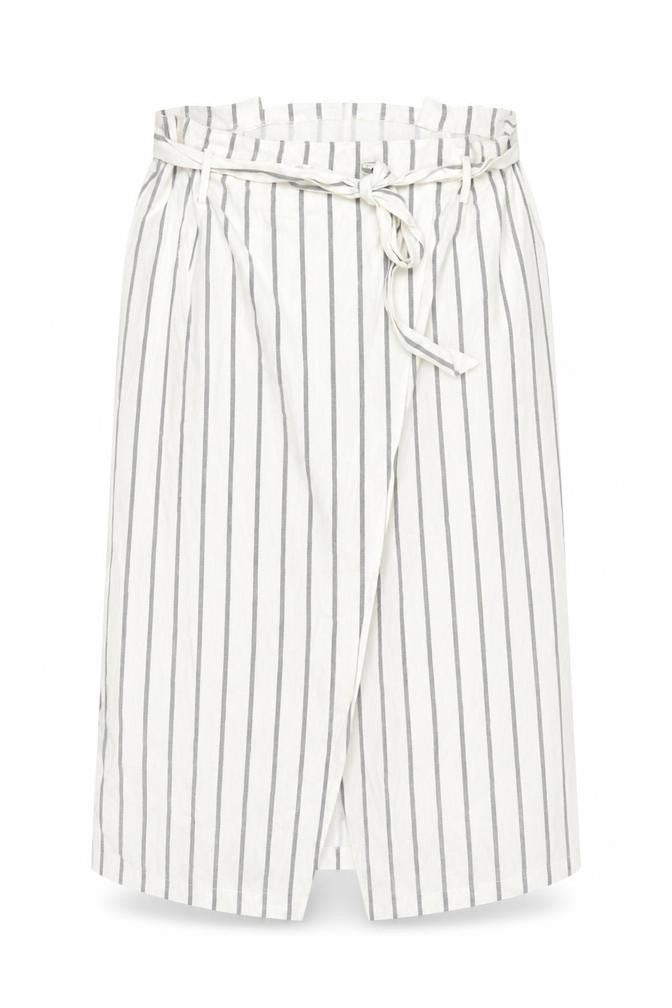 ASOS Women’s White Striped Linen Wrap Midi Skirt Size 18