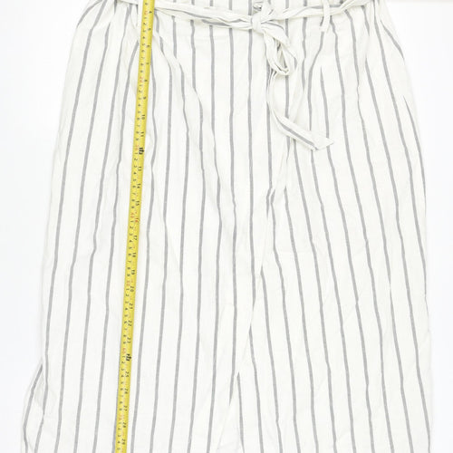 ASOS Women’s White Striped Linen Wrap Midi Skirt Size 18