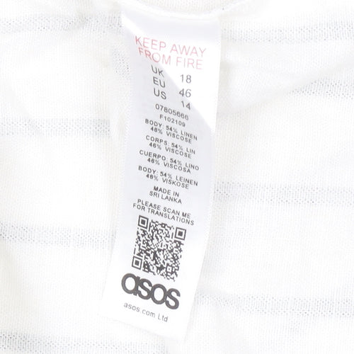 ASOS Women’s White Striped Linen Wrap Midi Skirt Size 18