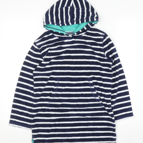 Mini Boden Girls Navy Stripe Hooded Nightshirt 8-9 Years Cotton Blend