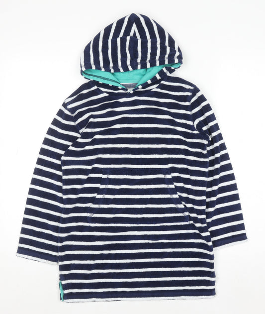Mini Boden Girls Navy Stripe Hooded Nightshirt 8-9 Years Cotton Blend