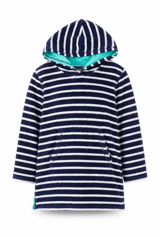 Mini Boden Girls Navy Stripe Hooded Nightshirt 8-9 Years Cotton Blend