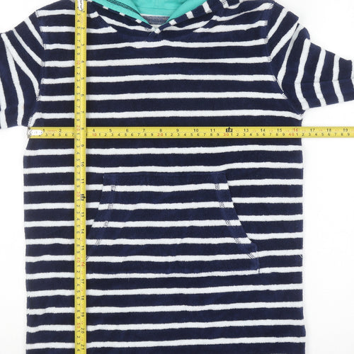 Mini Boden Girls Navy Stripe Hooded Nightshirt 8-9 Years Cotton Blend