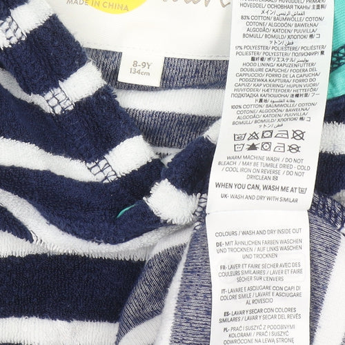 Mini Boden Girls Navy Stripe Hooded Nightshirt 8-9 Years Cotton Blend