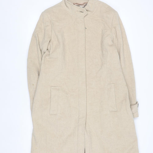 Next Women’s Beige Wool Blend Long Overcoat Size 14