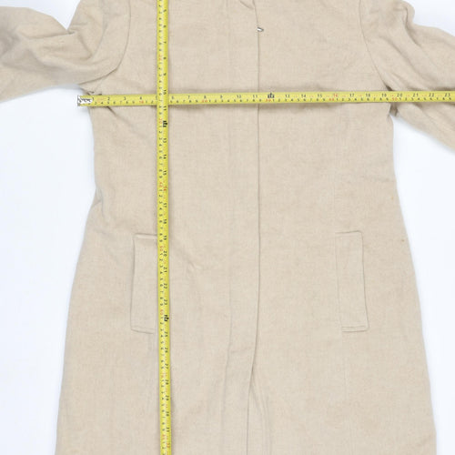 Next Women’s Beige Wool Blend Long Overcoat Size 14