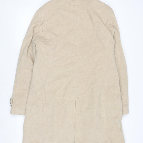 Next Women’s Beige Wool Blend Long Overcoat Size 14