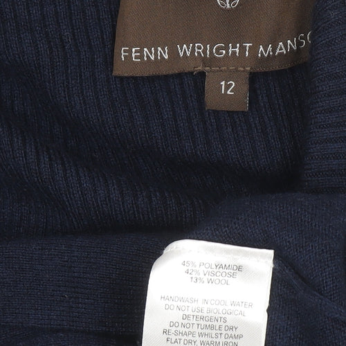 Fenn Wright Manson Women Blue Size 12 Knit Bodycon Dress