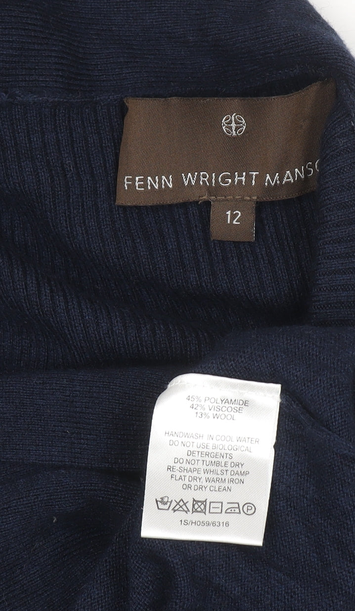 Fenn Wright Manson Women Blue Size 12 Knit Bodycon Dress