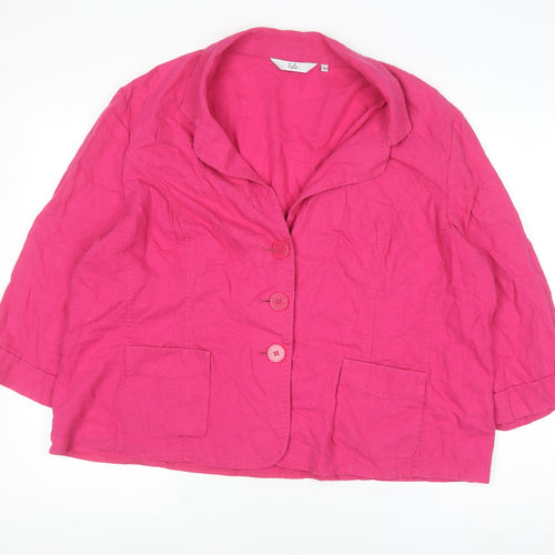 Isle Women’s Pink Linen Blend Blazer Size 24 Lightweight Classic Jacket