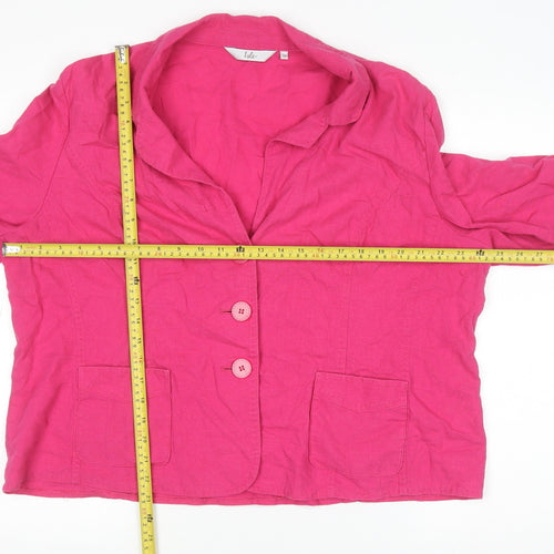 Isle Women’s Pink Linen Blend Blazer Size 24 Lightweight Classic Jacket