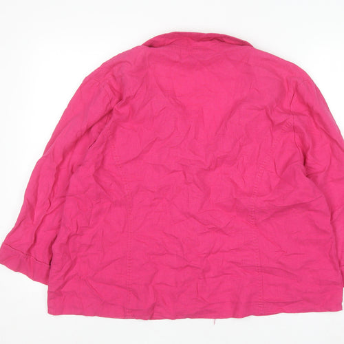 Isle Women’s Pink Linen Blend Blazer Size 24 Lightweight Classic Jacket