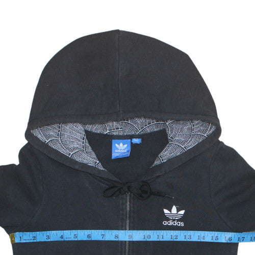Adidas Womens Black Full Zip Hoodie Size 8 Cotton Blend Hooded Sweatshirt