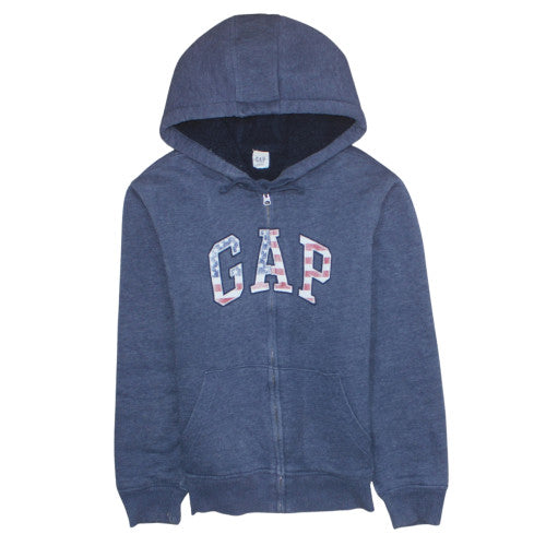 GAP Men's Blue Full Zip Hoodie S Logo Fleece Warm Casual Sweatshirt