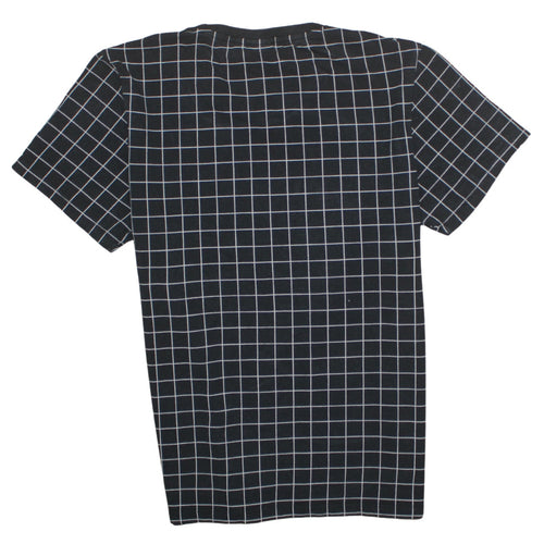 Adidas Womens Black Check Logo T-Shirt Size M Cotton Crew Neck