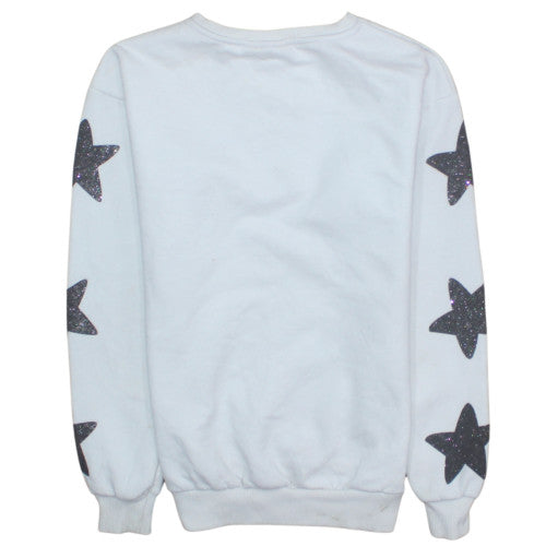 Disney Girls White Glitter Mickey Mouse Crew Neck Sweatshirt 12-13Y 158cm