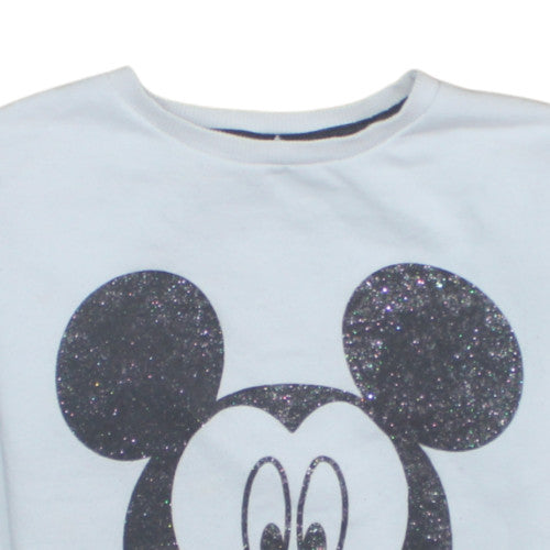 Disney Girls White Glitter Mickey Mouse Crew Neck Sweatshirt 12-13Y 158cm